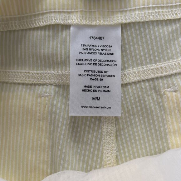 Mario Serrani Pants Womens Medium Seersucker Yellow Stretch Capri‎ Pullon - Picture 10 of 14